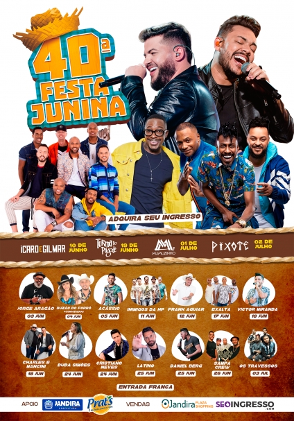 Grade de artistas da 40ª Festa Junina de Jandira é divulgada